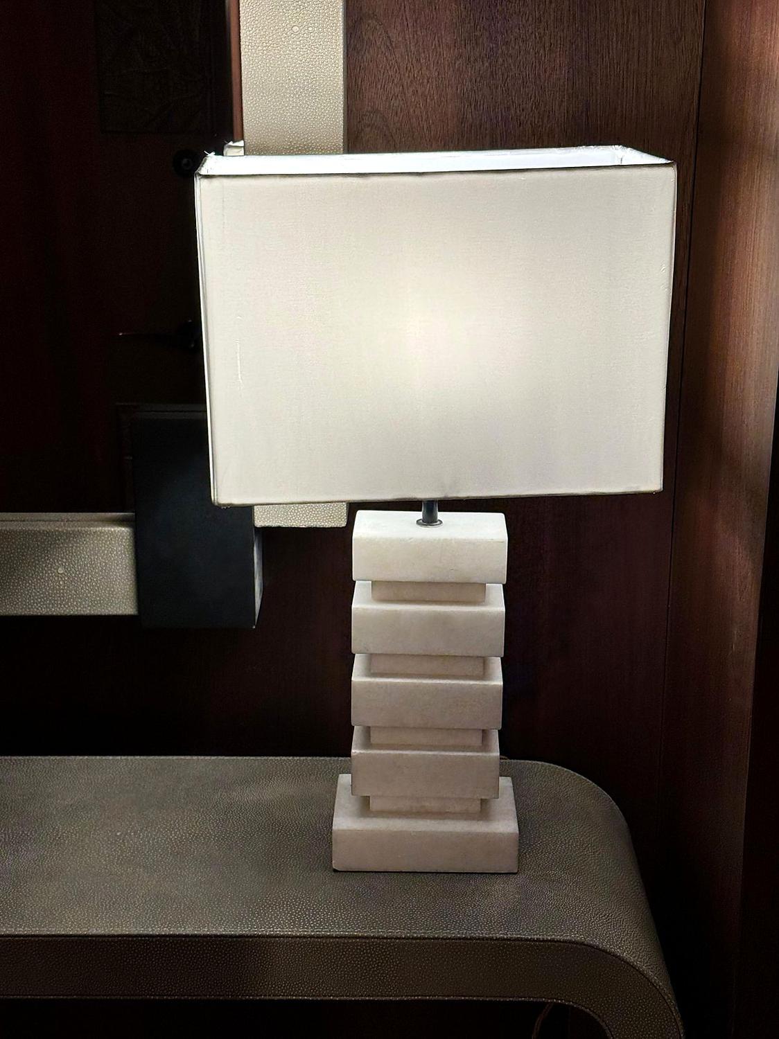 Alabaster table lamp · lit