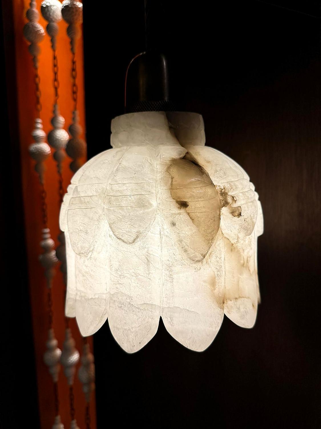 Alabaster lotus pendant